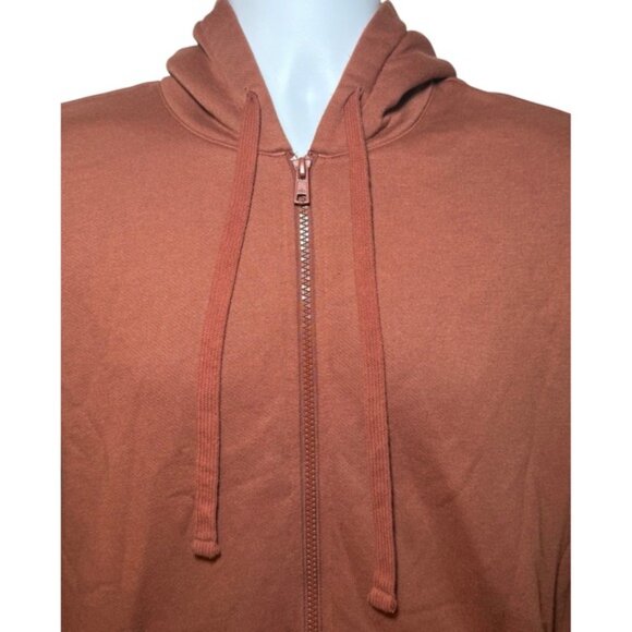 Alo Yoga Everyday Womens Small Full Zip Hoodie Rust Sweatshirt Drawstrings - Picture 4 of 9